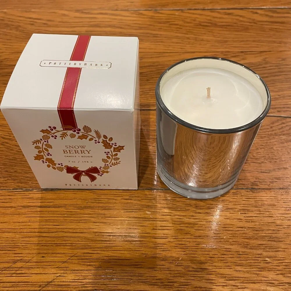 NWT Pottery Barn Snow Berry Candle With Box 7oz